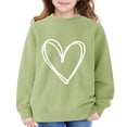 thumbnail image 3 of KAUOD Girls Heart Print Sweatshirts Oversized Love Graphic Knit Pullover Sweater Teen Kids Long Sleeve Cotton Shirt Tops, 3 of 6