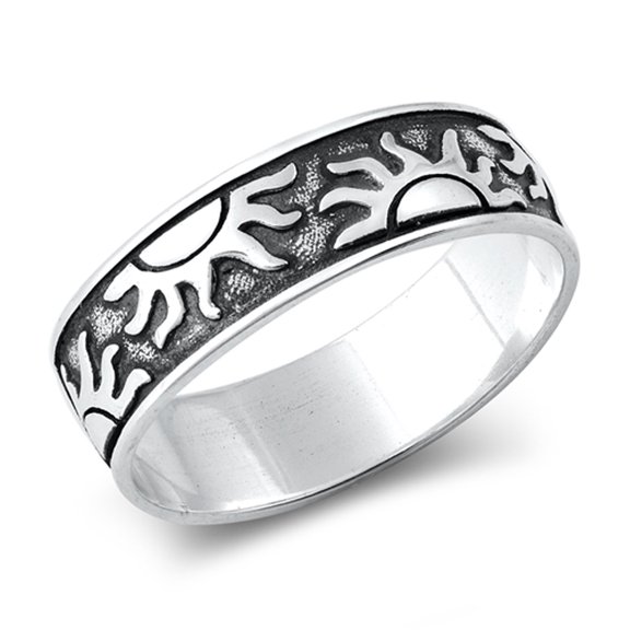 Oxidized Sun Ring .925 Sterling Silver Band Jewelry Female Male Unisex Size 10