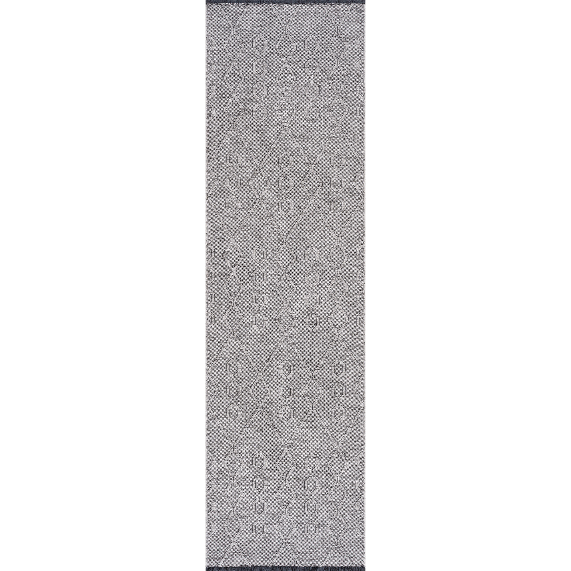 Alma Transitional 2' x 7.7' Light Gray and Stone Grey, Machine Washable Polyester & Cotton Indoor Area Rug