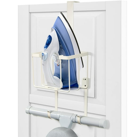 Soporte para tabla de planchar ORLESS para colocar sobre la puerta o en la pared, color crema