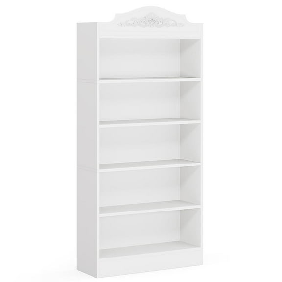 GVN Storage Shelves, Bookshelf Stand,72" Modern Bookshelf, Freestanding Etagere Bookcase with Storage Shelves,White
