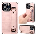 thumbnail image 1 of Elehold Luxury Leather Hand Strap Card Slot Case Compatible with iPhone 14 Pro Max 6.7 Inch with Card Slot Shockproof Kickstand Lanyard for iPhone 14 Pro Max,Pink, 1 of 6