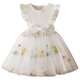 thumbnail image 1 of Odeerbi 1-6 Años Niñas Floral Bordado Vestido de Tul Gorra de Ruffles Manga Vestido Con Costillas Cintura Arco Vestido de Princesa de Línea A Para La Fiesta de Cumpleaños, 1 of 9
