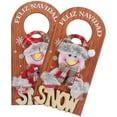 thumbnail image 3 of BESTYASH Set of 2 Brown Wooden Christmas Hanging Decorations for Door, Holiday Home Decor and Festive Seasonal Gatherings, 3 of 8