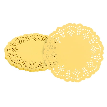 50pcs Paper Doilies, 5.5 Inch Lace Paper Doilies, Disposable Paper Placemats Yellow