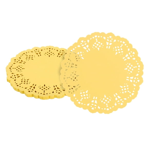 50pcs Paper Doilies, 5.5 Inch Lace Paper Doilies, Disposable Paper Placemats Yellow