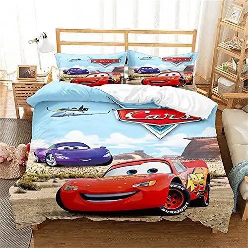 Juego de ropa de cama de dibujos animados para niños, figuras de Anime Mcqueen de Disney, funda nórdica doble, juegos de edredón, Sábana, colchas para bebés y niñas