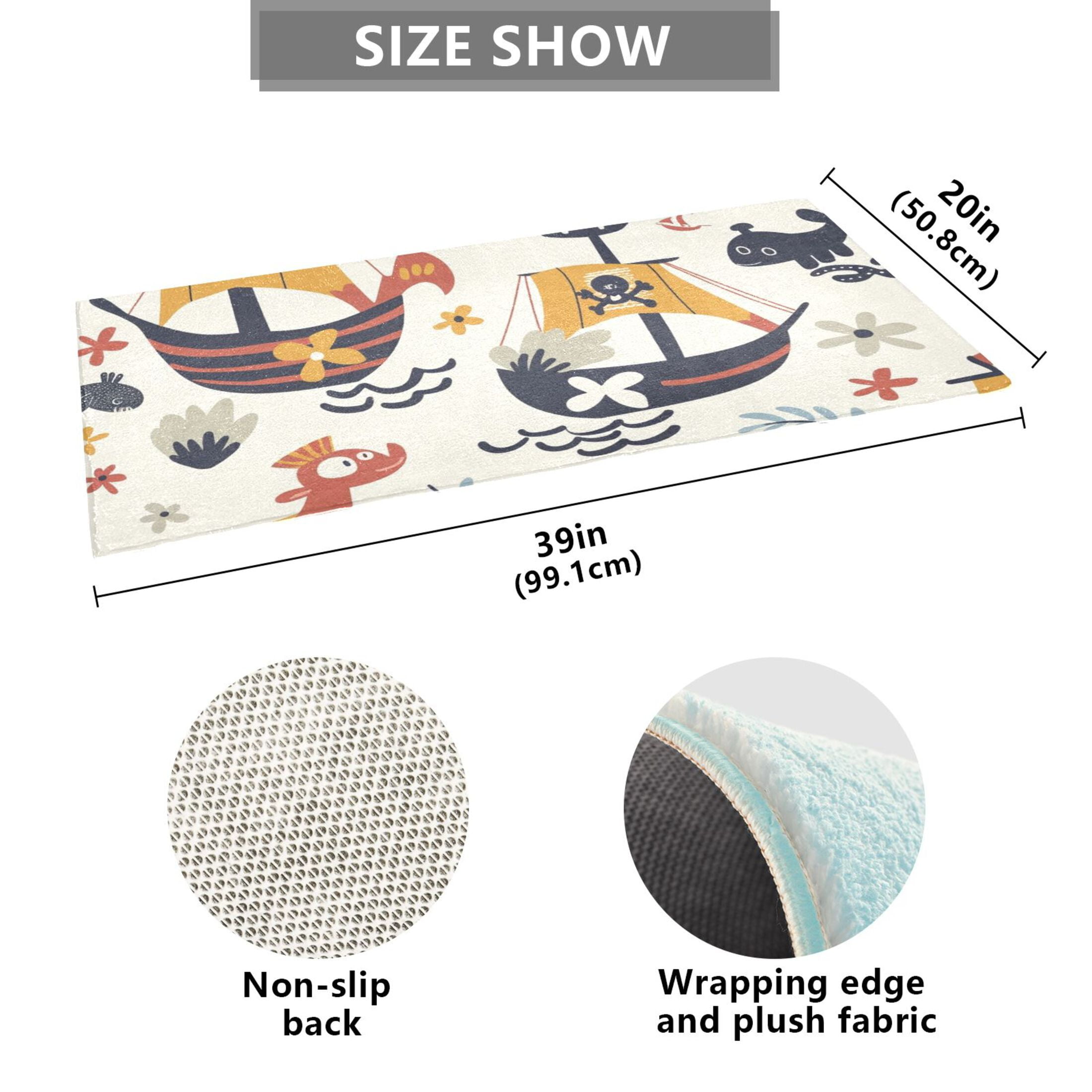 Bath Mat Soft Plush Non-Slip Absorbent Bathroom Rugs 39"x20" Corsair Flower Animal Leaf