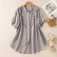 thumbnail image 2 of Vinsonshop Women Cotton Linen Embroidered Tops Cotton Linen Gauze Shirts Embroidered Boho Tops Boho Peasant Embroidered Blouses Loose Fit Short Sleeve Shirts Cute Tops (L-3XL), 2 of 8