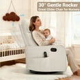 thumbnail image 4 of PAPROOS Rocker Recliner with Heat and Massage, Fabric 360°Swivel Rocker Recliner, Glider Rocking Chair for Nursery, Small Manual Recliner with Side Pocket for Home Theater Living Room, Beige, 4 of 10