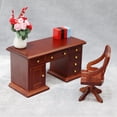 thumbnail image 2 of Set de muebles Dollhouse 1:12 de escritorio vintage de madera con silla, 2 of 3