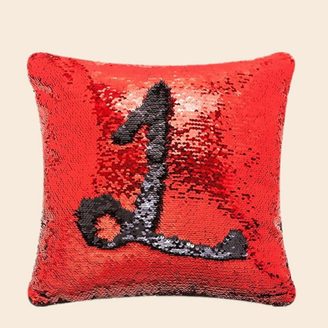 Housses de Coussin Vierges 16Inx16 Po Réversibles à Paillettes Magiques (Rouge & Noir)