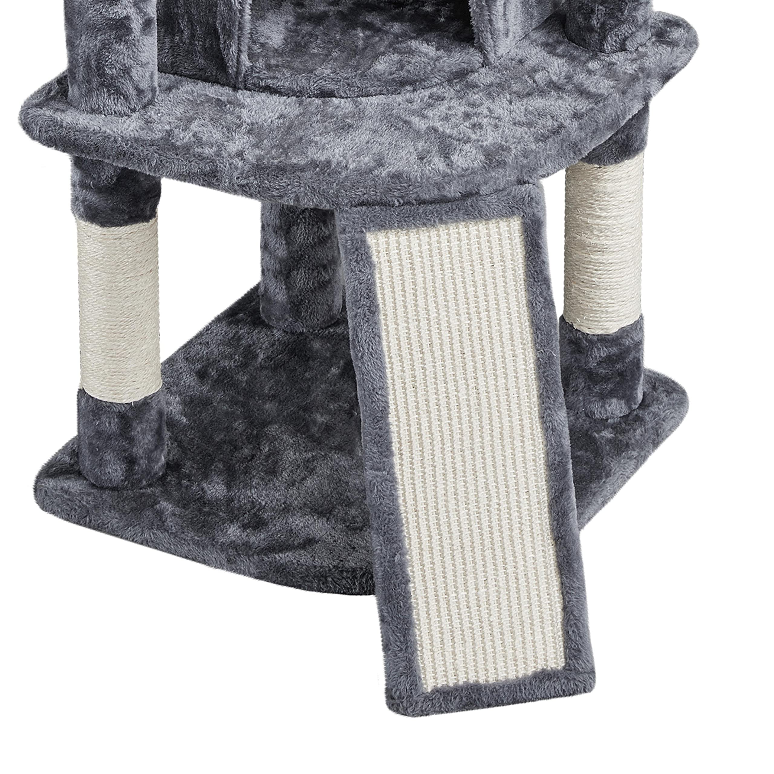 Cat Tree for Indoor Cats, 42in Multi-Level Cat Tower with Scratching Posts, Perch, Hammock and Condo, Stable Playhouse for Kittens and Small Cats, Dark Gray