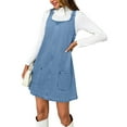 thumbnail image 3 of Sleeveless A-line Denim Dress Women Casual Loose Jean Dress with Pocket, 3 of 7