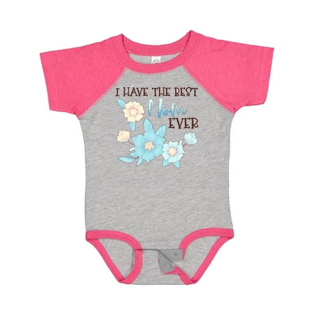 

Inktastic I Have the Best Mom Ever with Blue Flowers Boys or Girls Baby Bodysuit