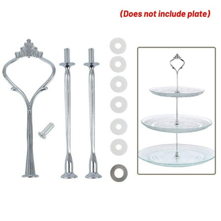 

2/3 Tier Cake Plate Stand Cupcake Fittings Silver Golden Wedding Party No Plate