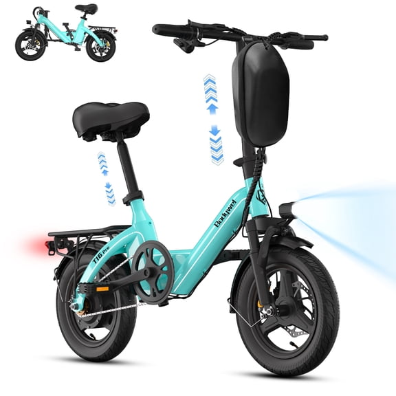 Bodywel 500W Folding Electric Bike for Adults, Electric Bicycle, 36V 10Ah Battery, 14" Mini E Bike, 20mph, 20 Miles, Commuter Ebike Foldable, UL 2849