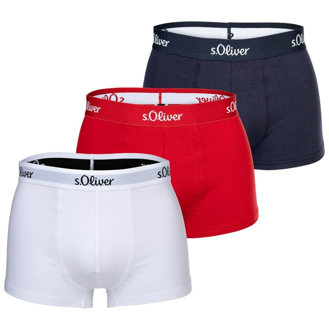 s.Oliver Calzoncillos para hombre, paquete de 3 - Trunks, Hipsters, Algodón Stretch Rojo/Marina/Blanco XXL
