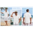 thumbnail image 5 of RICHCOIN Mens Linen Shirts Short Sleeve Button Down Dress Shirts for Men Casual Summer Tops Beach, 5 of 7