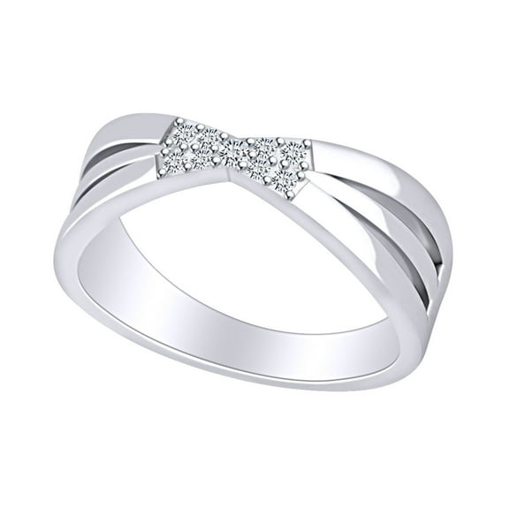 AFFY 1/10 Carat Round White Natural Diamond Engagement Wedding Band Ring 14k White Gold Over Sterling Silver (0.1 Cttw)