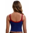 thumbnail image 2 of Unique Bargains Women's Spaghetti Strap Contrast Color Cropped Camisole L Navy Blue, 2 of 6