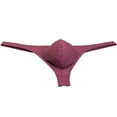 thumbnail image 3 of Botmois Mens Solid Nylon Enhance Pouch Jokstrap Bikin Thongs Underwear T-back Low-Waist Tangas Male Lingerie Swimwear G-String Dark Green Wine Red M, 3 of 4