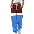 thumbnail image 2 of CLOISE Sweatpants for Women Joggers Baggy Jogger Pants Comfort Petite Tall Elastic Bottom Pants Blue Y2k Elastic Waist Drawstring Striped Sweatpants with Pockets Trendy Fall Long Trousers XL, 2 of 5