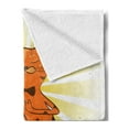 thumbnail image 2 of Yoga Soft Flannel Fleece Throw Blanket, Peaceful Cat with a Phrase Asana Balance Position Relaxation, Cozy Plush for Indoor and Outdoor Use, 50" x 60", Orange Yellow Brown, by Ambesonne, 2 of 5