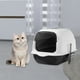thumbnail image 1 of Caja de arena para gatos con capucha y tapa, inodoro grande para gatos, arenero, suministros para mascotas, bandeja de arena para gatos, caja de arena , negro, 1 of 8