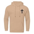 thumbnail image 3 of Essentials Hoodie for Men Cross Graphic Hooded Jesus Inspirational Religious Faith Mens Warm Clothing,Khaki,M, 3 of 5