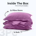 thumbnail image 4 of Ameha 3 Piece Reversible Quilt Set Ultra Soft Floral Coverlet Microfiber Bedding Set California King Purple All Season, 4 of 7