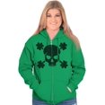 thumbnail image 4 of Saint Patrick's Day Shamrock Skull Zip Up Hoodie Men's Women's Brisco Brands S, 4 of 6