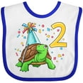 thumbnail image 3 of Inktastic 2nd Birthday Cute Turtle in Party Hat with Confetti Boys or Girls Baby Bib, 3 of 4