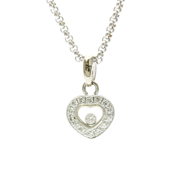 Pre-Owned Chopard Happy Diamonds Heart Diamond Necklace 79/1084 White Gold (18K) Diamond...