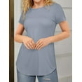 thumbnail image 4 of JYLFC Womens Shirts Summer Crew Neck Shirts Basic Short Sleeve Tshirt Loose Fit Casual Tunic Tops Light Blue, XL, 4 of 7