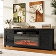thumbnail image 4 of LazySunsets 70" Electric Fireplace TV Stand for TVs Up to 80 Inches,Farmhouse Media Console with 36" Color Changing Fireplace Insert,Barn Doors, Drawers & Adjustable Storage Shelves,Black, 4 of 7