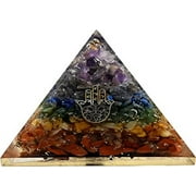 7 Chakra Crystal Orgone Pyramid, Organite Pyramid Hamsa Hand