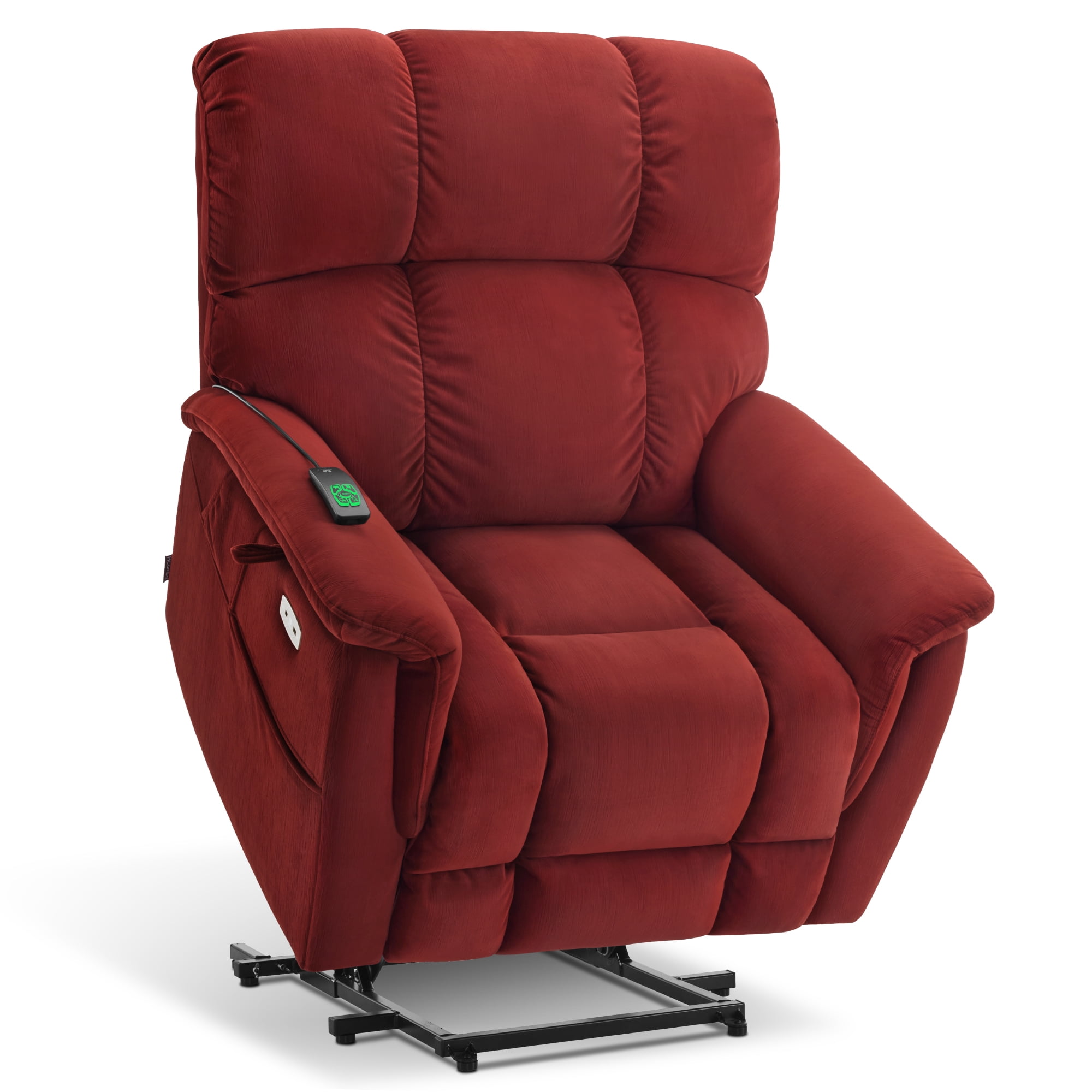 MCombo Oversized 24.8" Seat Width Large Dual Motor Power Recliner Lift Chair for Tall Elderly, Infinite Position, Burgundy Fabric