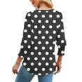 thumbnail image 3 of Shirt for Women Plus Size 3/4 Sleeve V-Neck Round Dot Printed Casual Blouses Shirts Black XXL, 3 of 4