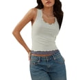 thumbnail image 2 of Camisola de mujer Lucakuins, camiseta sin mangas de verano de retazos de doble capa a la moda, camiseta sin mangas ajustada para ropa de calle Lucakuins  moda, 2 of 9