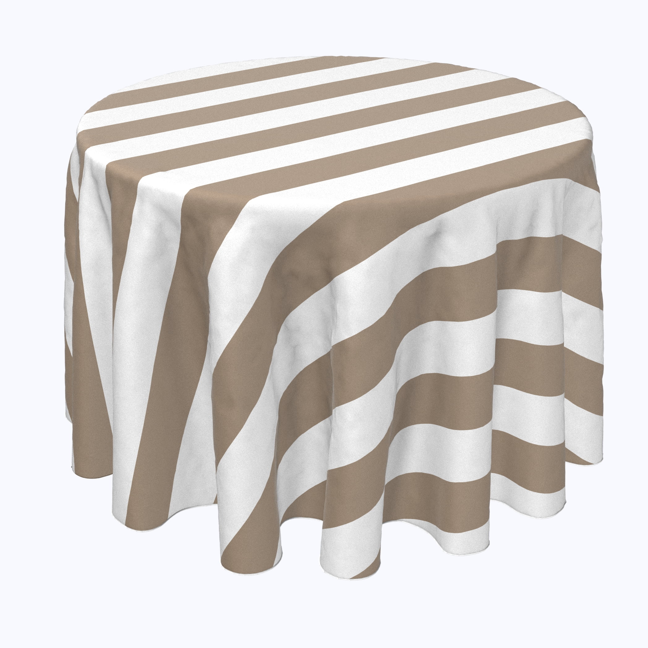 Round Tablecloth 100 Polyester 102 3 Cabana Stripe Khaki White Com Round Tablecloth 100 Polyester 102, 102 Round Tablecloth