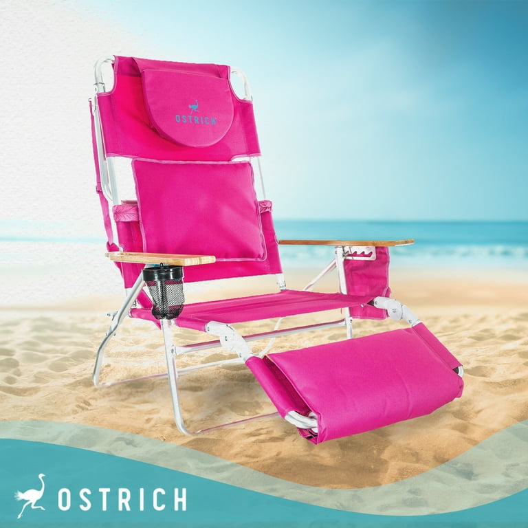 Ostrich Deluxe Sun Lay Beach Lounger with Face Hole Lightweight Folding Chair with Footrest Pink Walmart