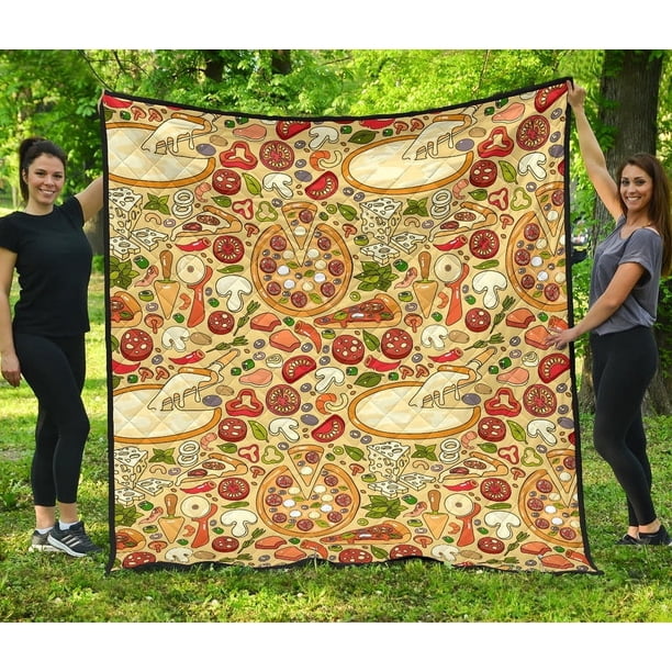 Pizza Pattern Background Premium Quilt