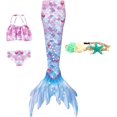 thumbnail image 1 of 4PCS Mermaid Tails for Swimming for Girls Kids Mermaid Swimsuit Costume Princess Bikini Set Bathing Suits_Special Gift, 1 of 5