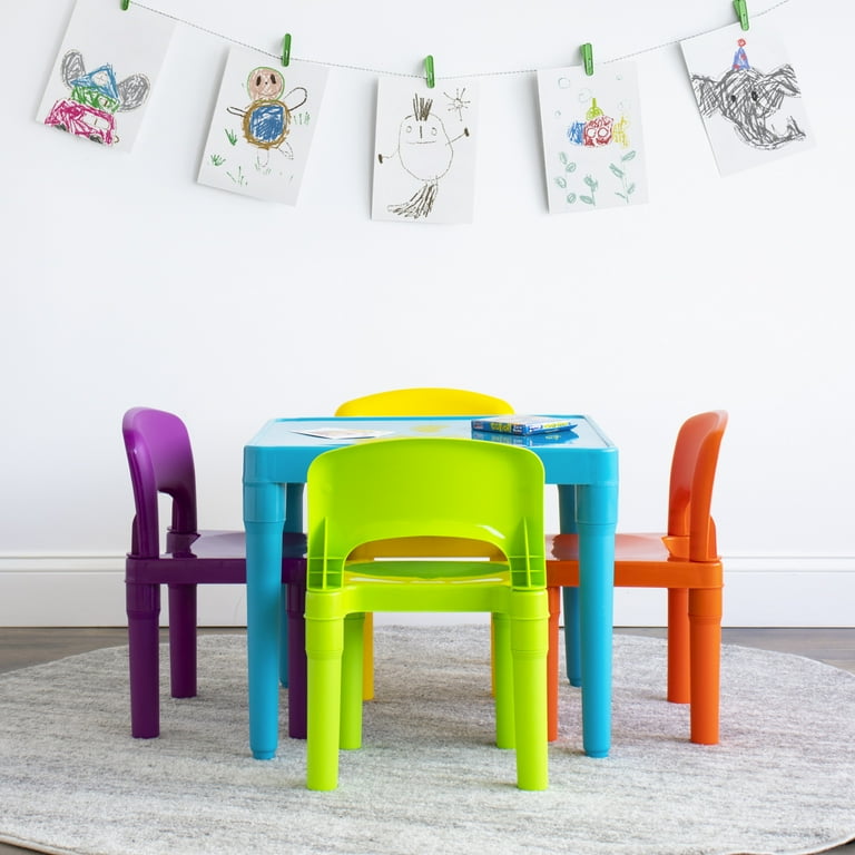 Humble Crew Island Toddler Lightweight Plastic Table and 4 Chairs