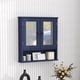 thumbnail image 3 of Taohfe Botiquín Azul Botiquines Para Baño Con Espejo 2 Puertas 3 Estantes Abiertos Gabinete De Baño Montado En La Pared Gabinete De Almacenamiento De Baño De Madera Sobre Inodoro Gabinete De Baño Lava, 3 of 5
