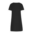 thumbnail image 5 of Vivianyo HD Long Sleeve Dress for Women Women's Fashion Solid Color Short Sleeve Round-Neck Mid-Calf Dress, 5 of 6