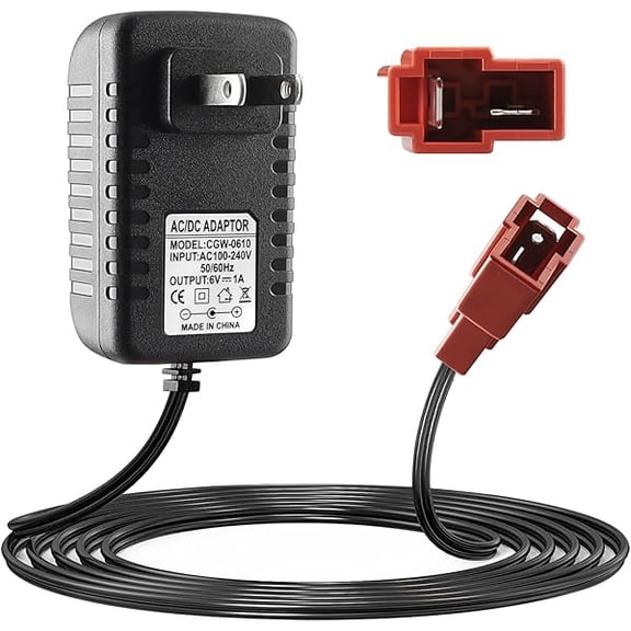 Eeyueer 6V Battery Charger for Ride On Toys Car, Compatible with BMX X6, Kid TRAX GMC, Wal-Mart, Moto ATV Quad, Electric Vehicle Power Adapter with Square Plug