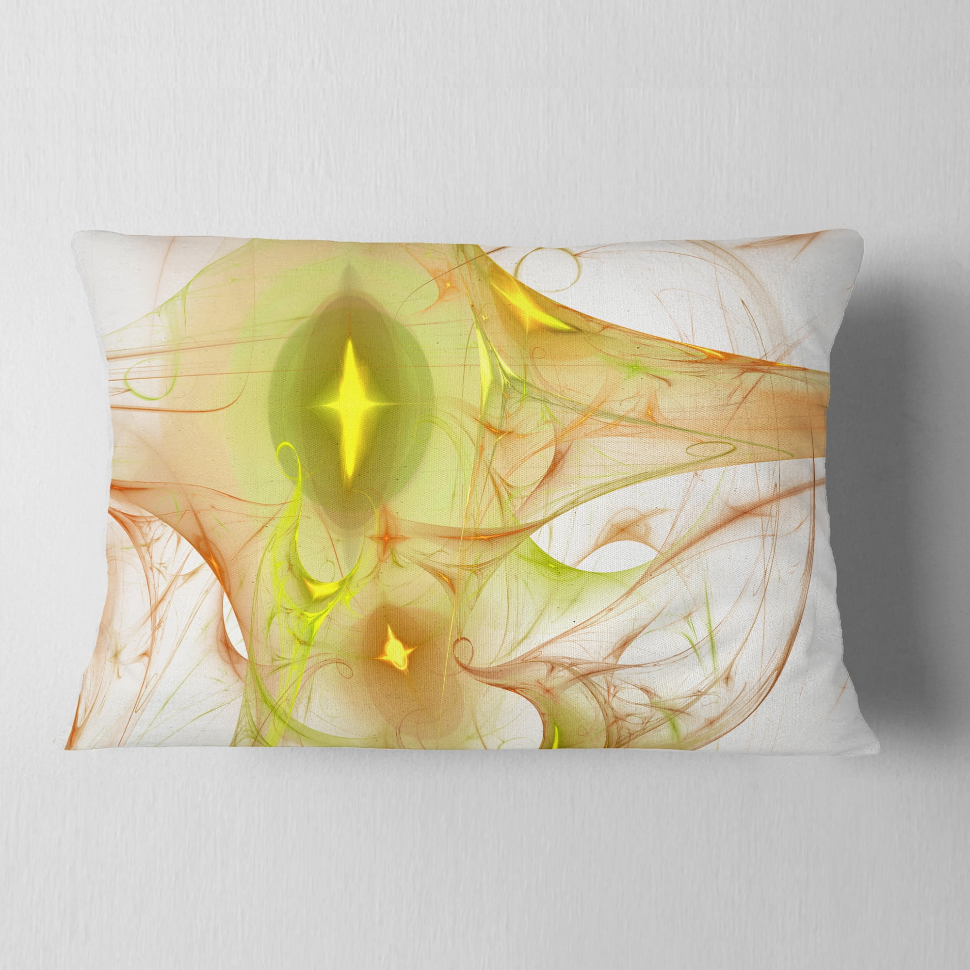 Designart Yellow Bright Candle - Abstract Throw Pillow - 12x20