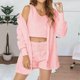 thumbnail image 2 of Conjunto de pijama de 3 piezas para mujer: abrigo con capucha de franela, chaleco y pantalones cortos, ropa de dormir suave y cálida, tallas S-XXXL, ropa de estar por casa para invierno, 2 of 4